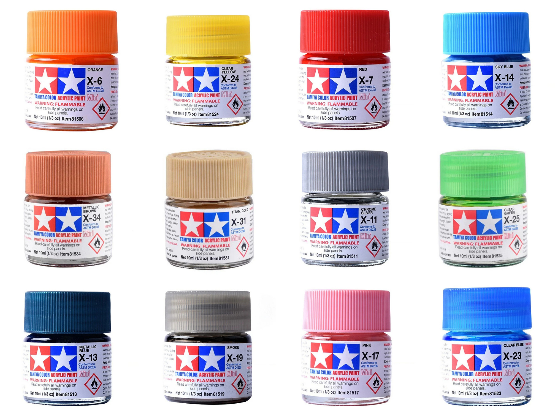 Tamiya Acrylic X Series 10ml Paint (Glossy Finish Type)