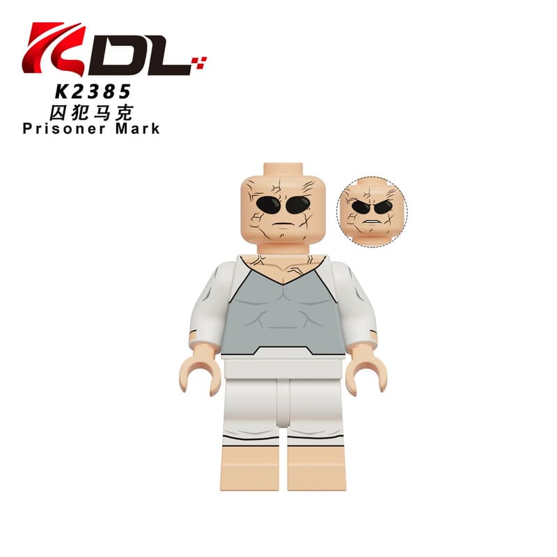 Toy figure with headpiece on a white background, featuring the brand 'DL'.
