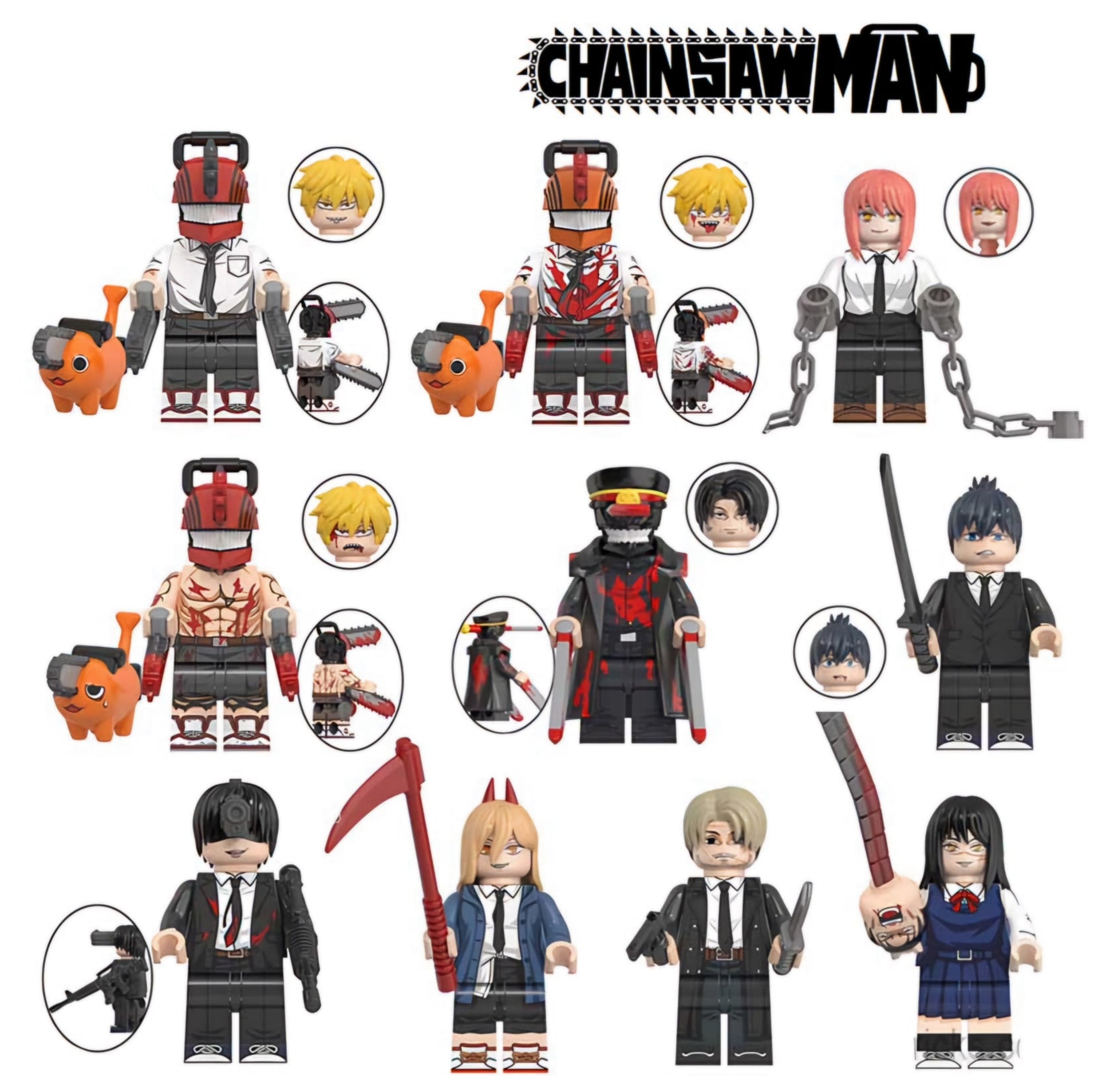 WM6159 Anime Series Gun Demon Chainsaw Man Minifigures