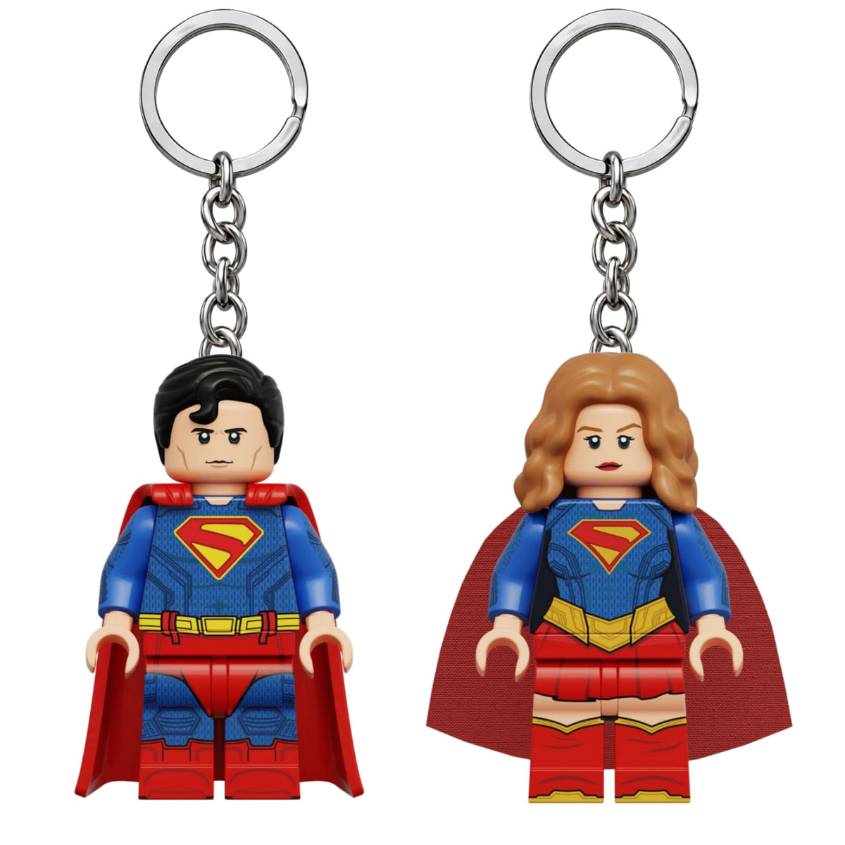 Superman & Supergirl Minifigure Keychains