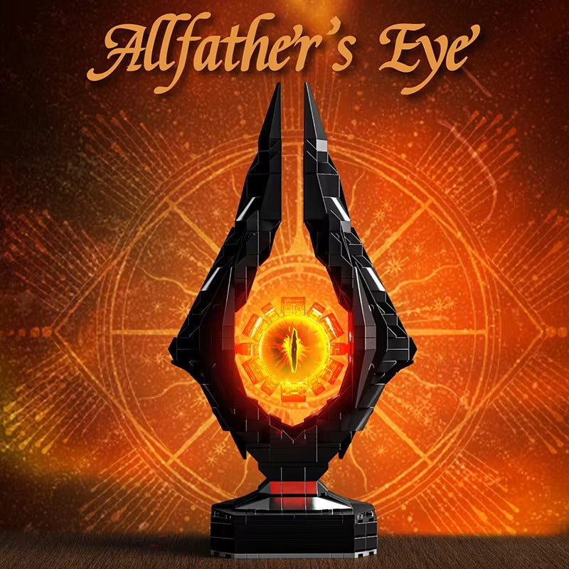 Decorative item titled 'Allfather's Eye' with a glowing central design on an orange background.