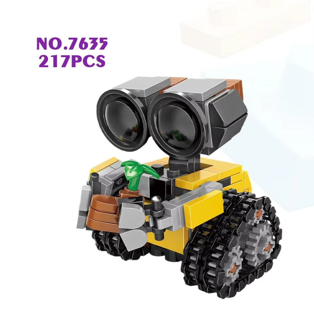 LEGO model with two large black eyes on a white background