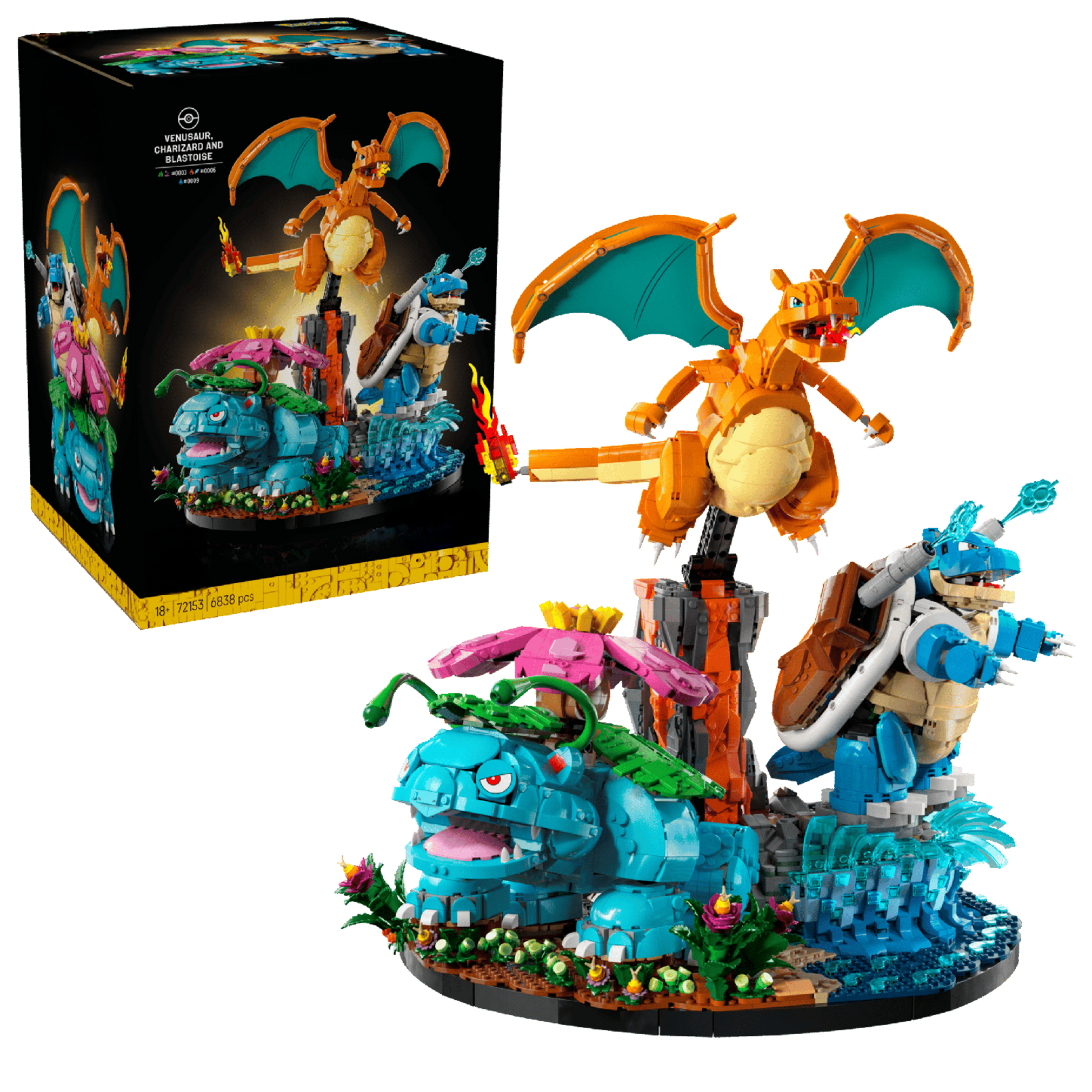 Venusaur, Charizard and Blastoise MOC Set No. 72153 (6838 Pieces)